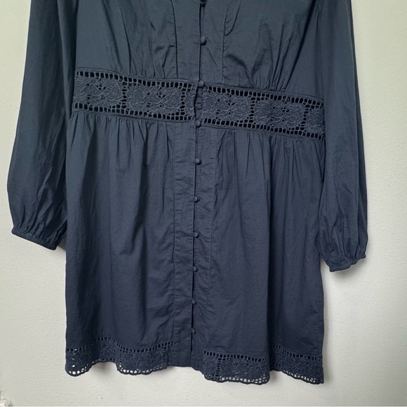NWT Old Navy Waist-Defined Cutwork Mini Dress in Dusk Navy Blue Size Large - Picture 8 of 15